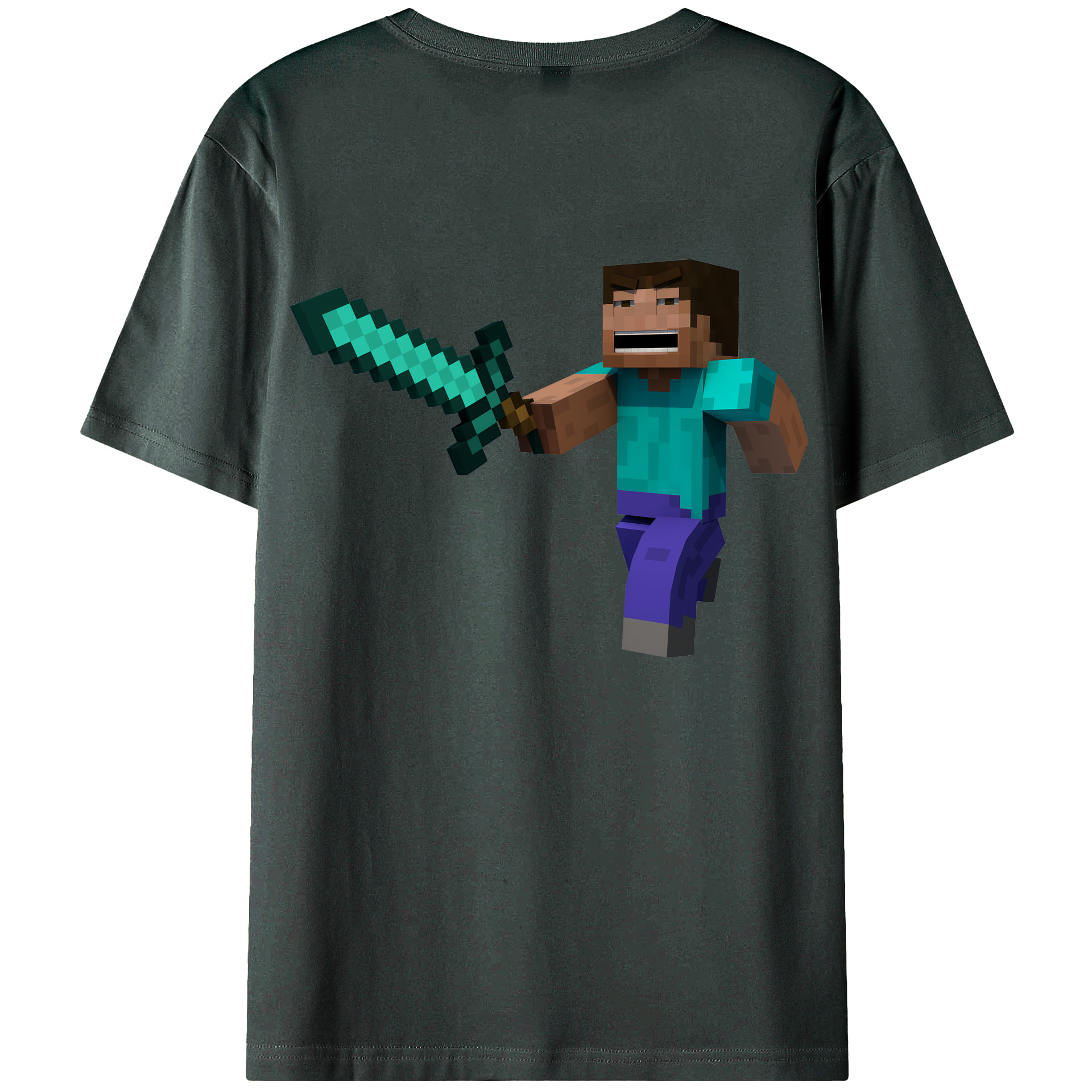 （画像用） マインクラフト ブロックの世界 Minecraft MC Block world 綿100％ メンズ半袖Tシャツ（バックプリント） 通気性